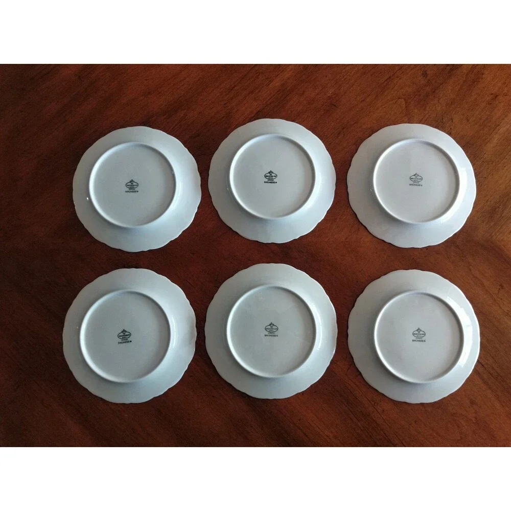 Set Lot 6x Tirschenreuth Baronesse Bread Butter Plate 6.75” Wht Germany Bavaria
